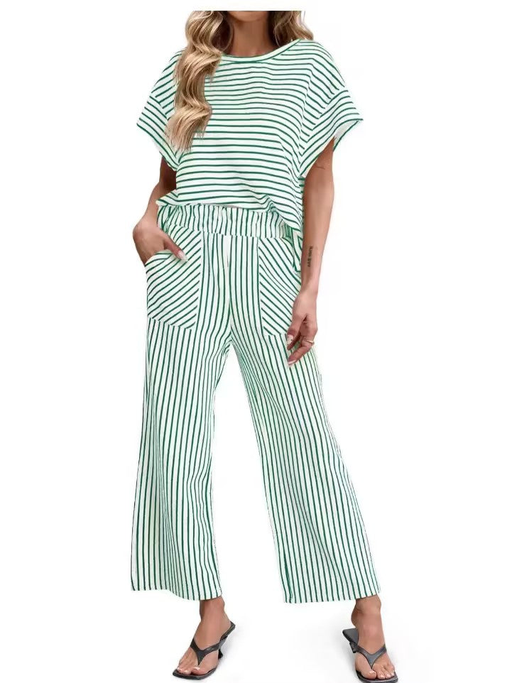 Striped Casual Two-Piece Set