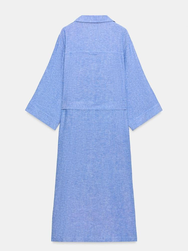 MIDI LINEN BLEND DRESS