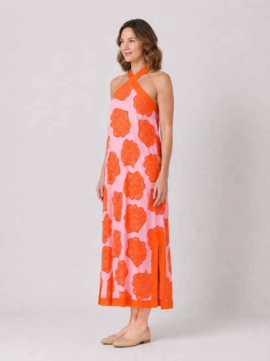 Shell Yeah Halter Midi Dress