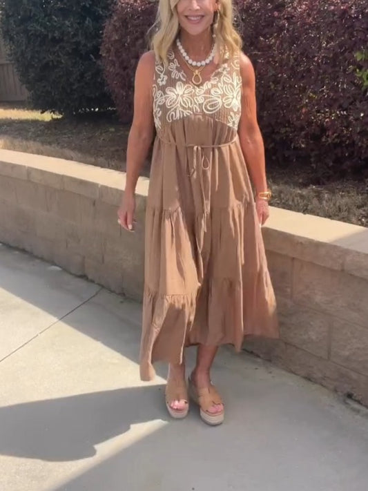 Embroidered Flared Dress
