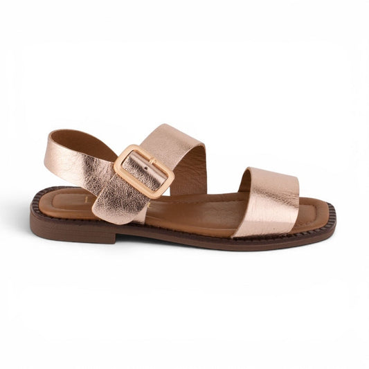 Women's Metallic Gold Leather Slingback Sandals