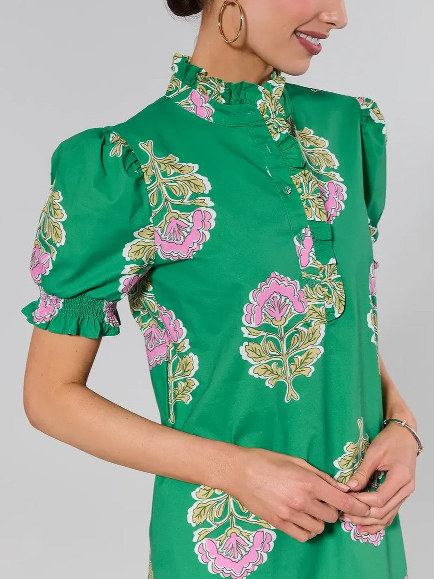 Green Floral Print Maxi Dress