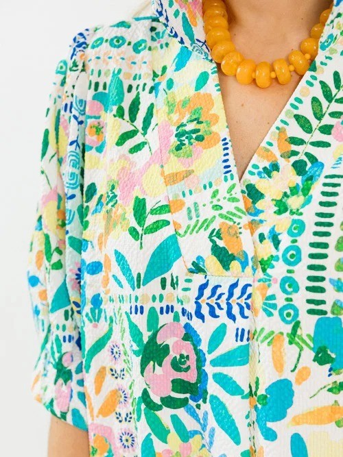 Textured Floral Maxi, Green Mix