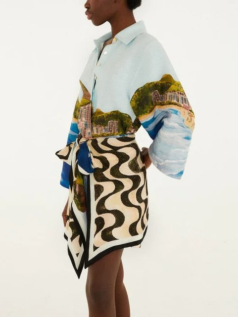 multicolor copacabana beach premium linen long sleeve