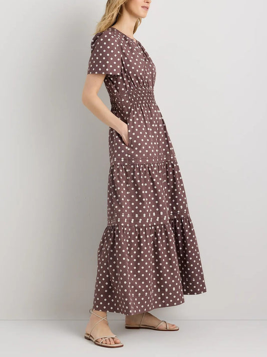 100% Organic Cotton Poplin Tiered Maxi Dress