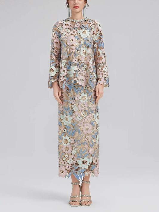 Custom Guipure Lace Floral two-piece dress