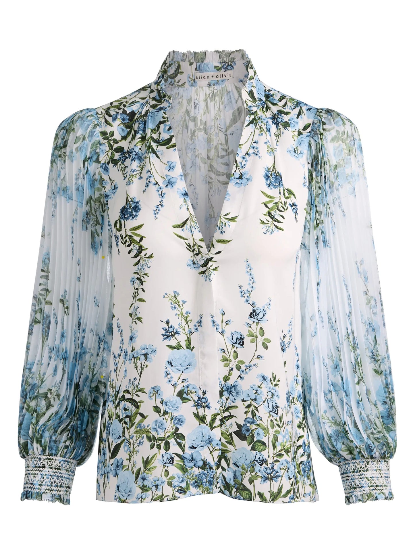 Ilan Floral Pleated Sleeve Button-Up Shirt