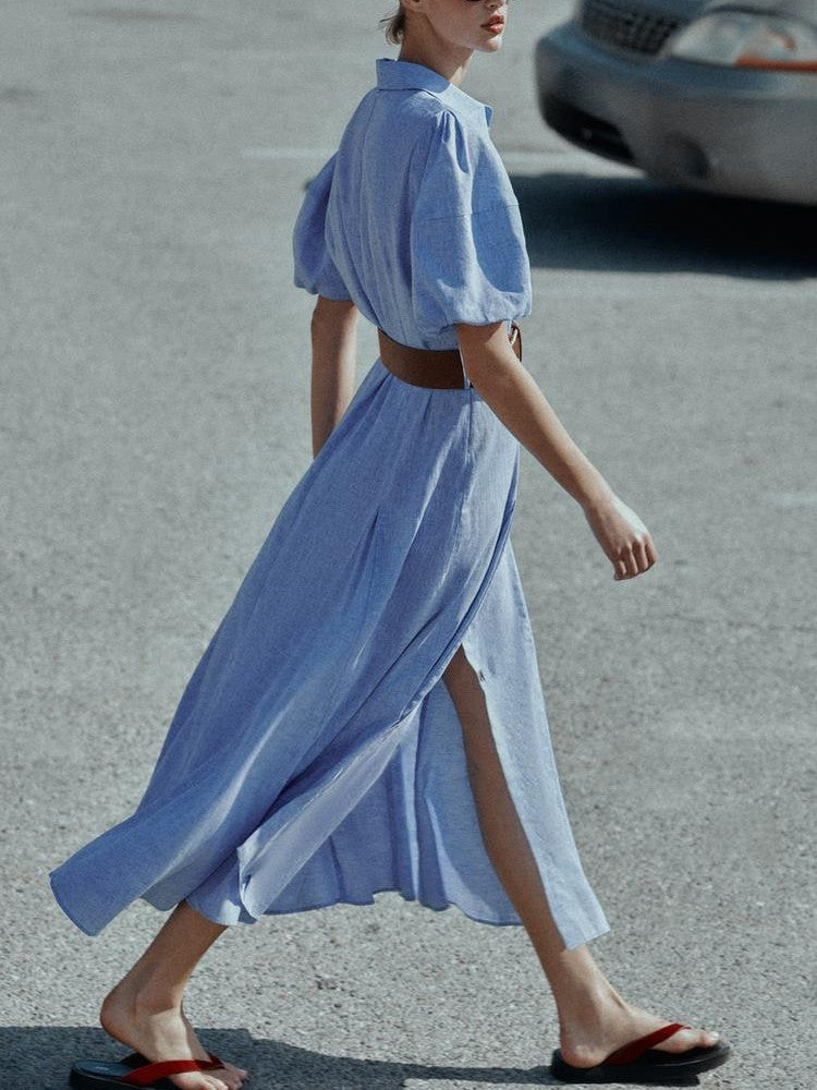 MIDI LINEN BLEND DRESS