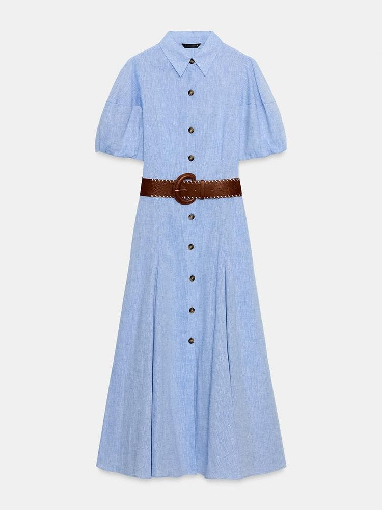 MIDI LINEN BLEND DRESS