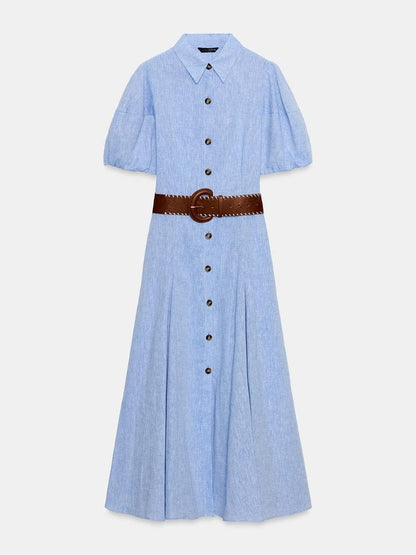 MIDI LINEN BLEND DRESS