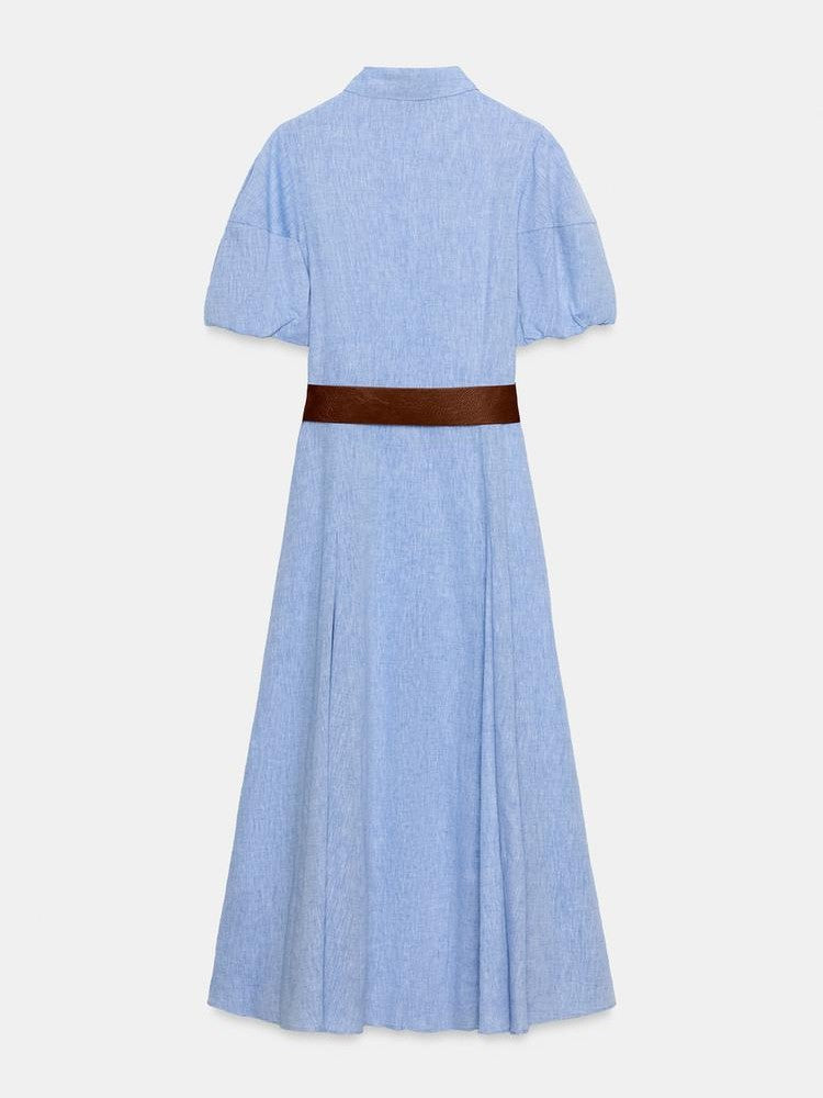 MIDI LINEN BLEND DRESS