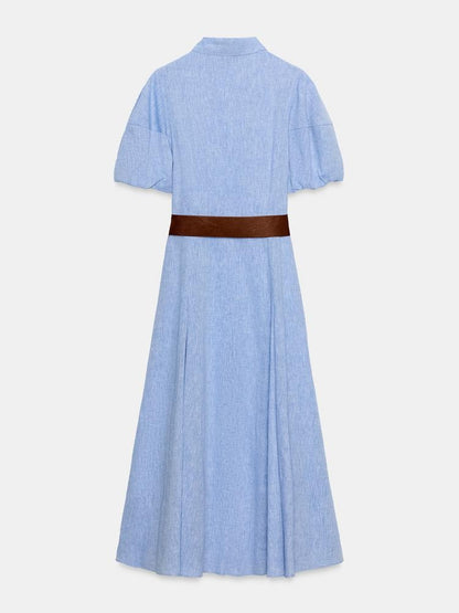 MIDI LINEN BLEND DRESS