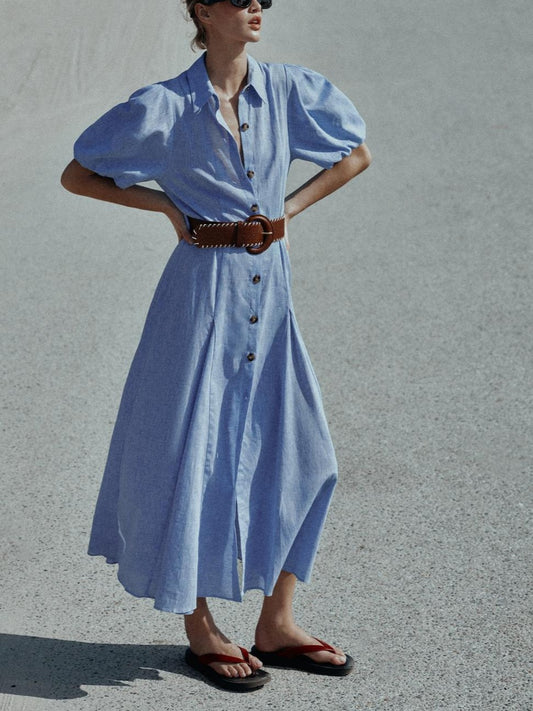 MIDI LINEN BLEND DRESS