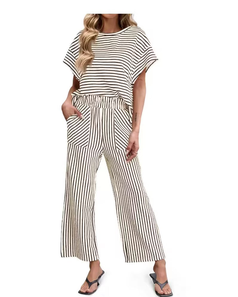 Striped Casual Two-Piece Set