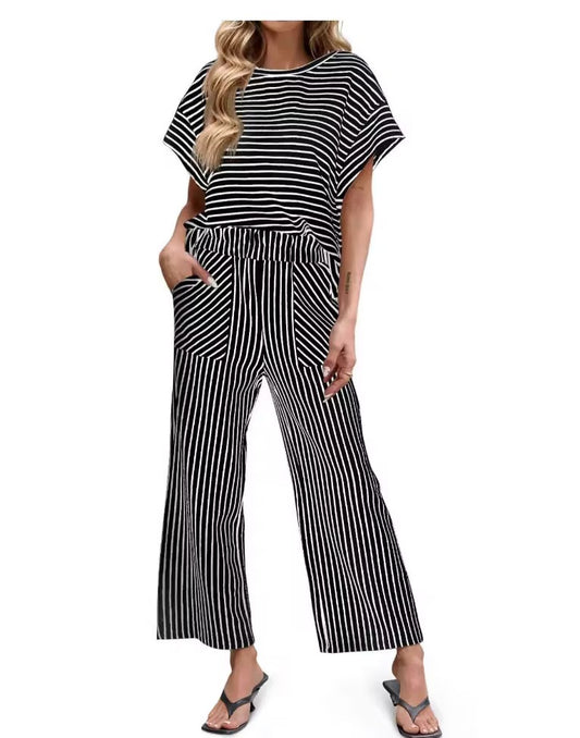 Striped Casual Two-Piece Set