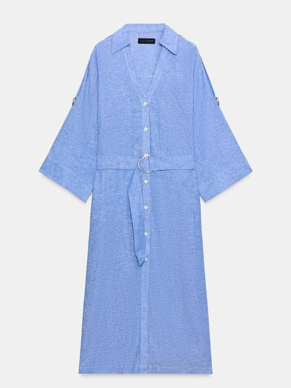 MIDI LINEN BLEND DRESS