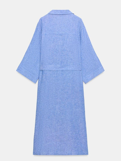 MIDI LINEN BLEND DRESS