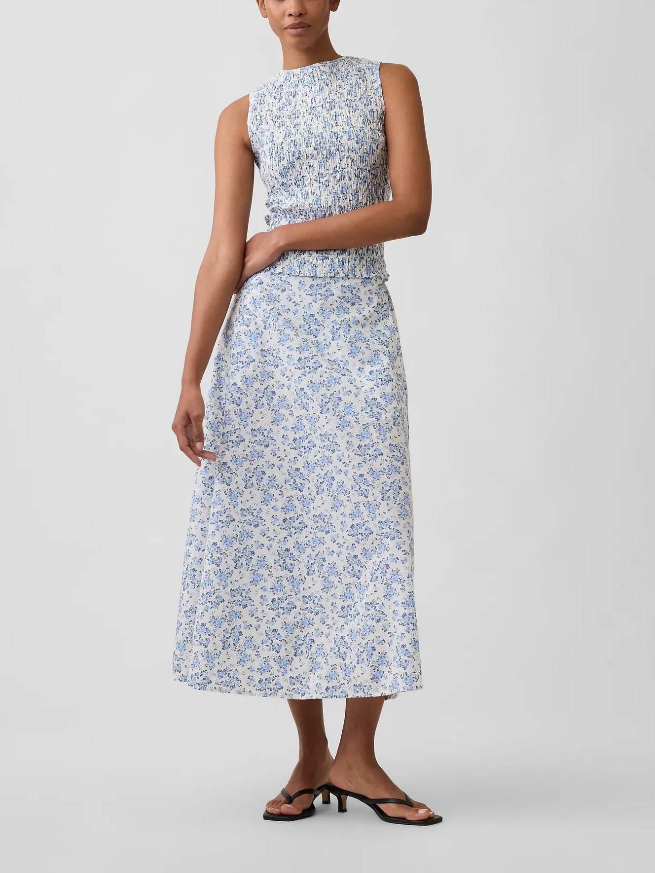 Ditsy Blue Floral Smocked Co-ord Set