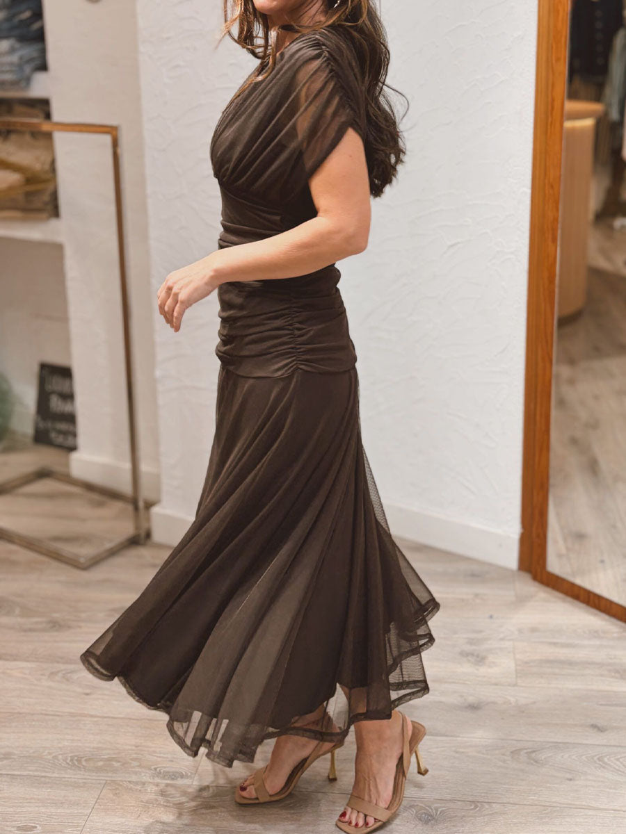 Mesh Elegant See-through V Neck Dress