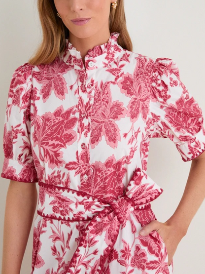 Hibiscus Floral Whipstitch Felicity Maxi Dress