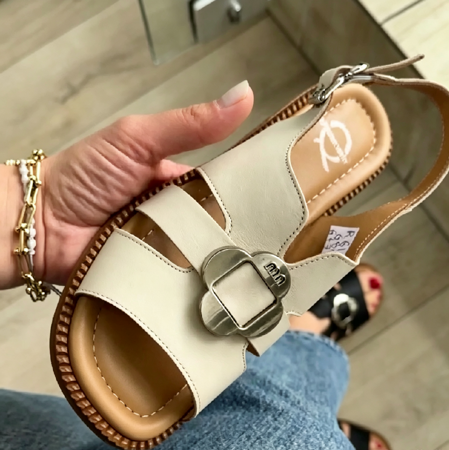 Buckle Strap Slingback Flat Sandals
