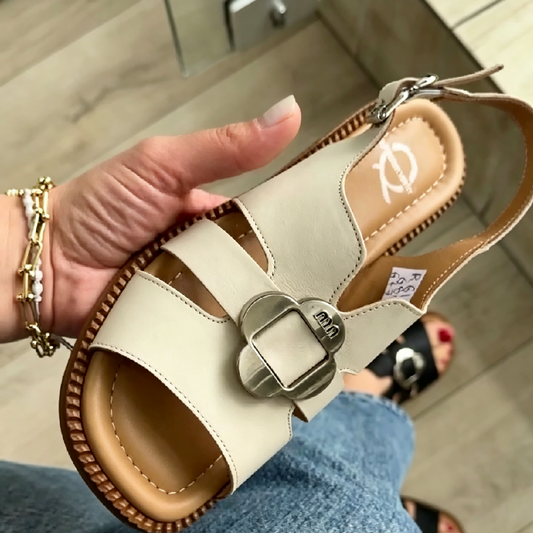 Buckle Strap Slingback Flat Sandals