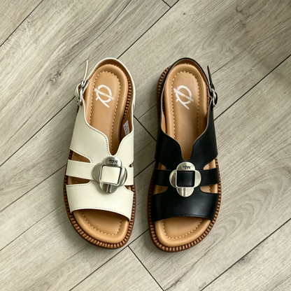 Buckle Strap Slingback Flat Sandals