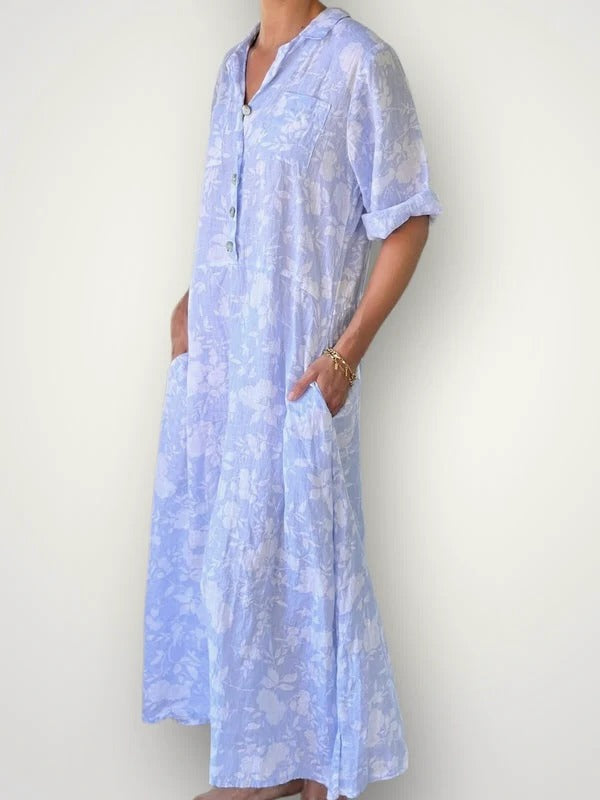 Soft Flower Linen Dress