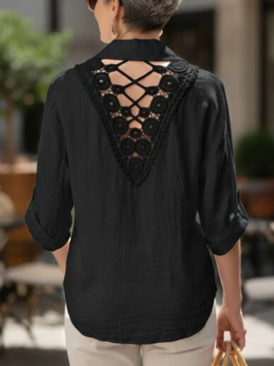 Linen Shirt with Intricate Back Embroidery