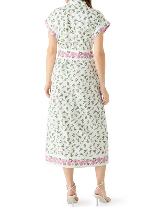 Short Sleeve Pocketed Floral Midi Dress