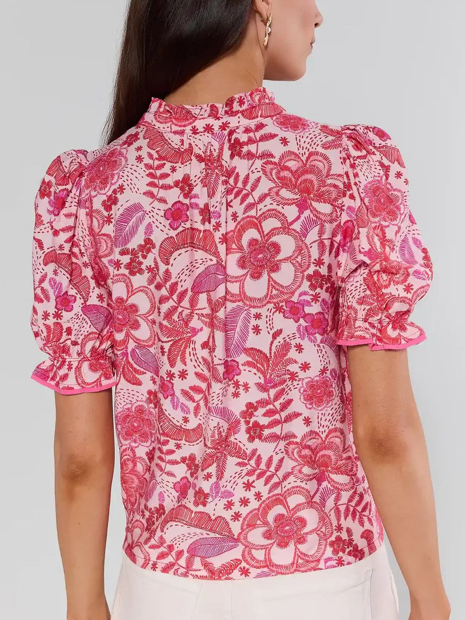 Naomi Pink Floral Button Up Top