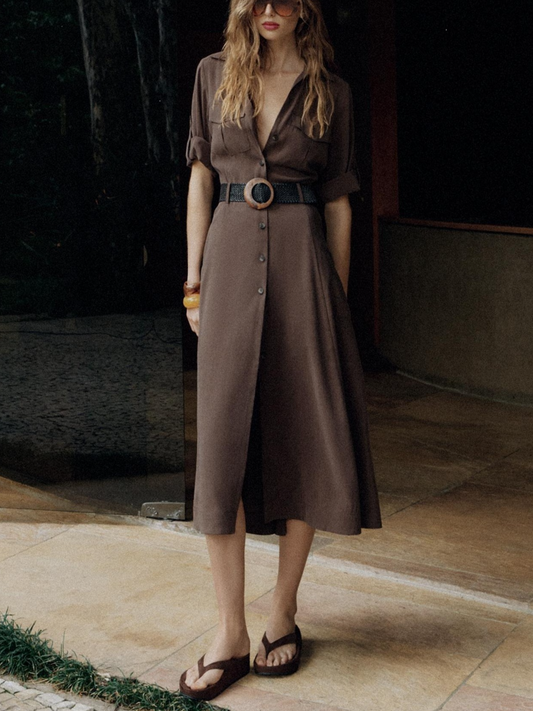 FLOWING SHIRT DRESS WITH BELT