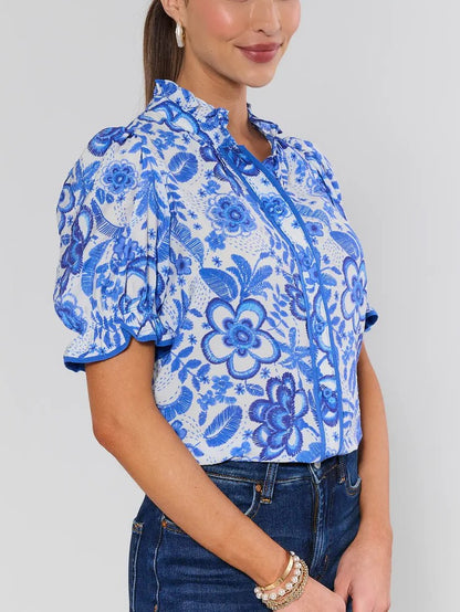 Naomi Pink Floral Button Up Top