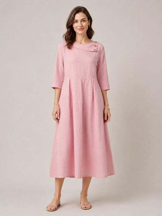 Crescent Neck Midi Dress