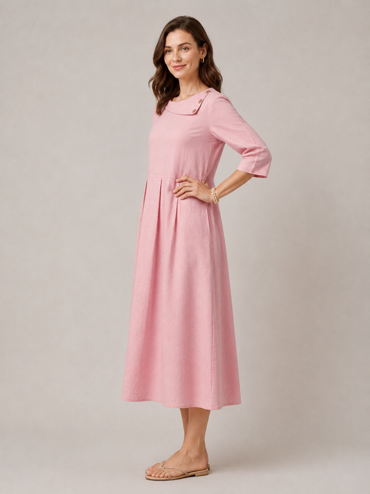 Crescent Neck Midi Dress