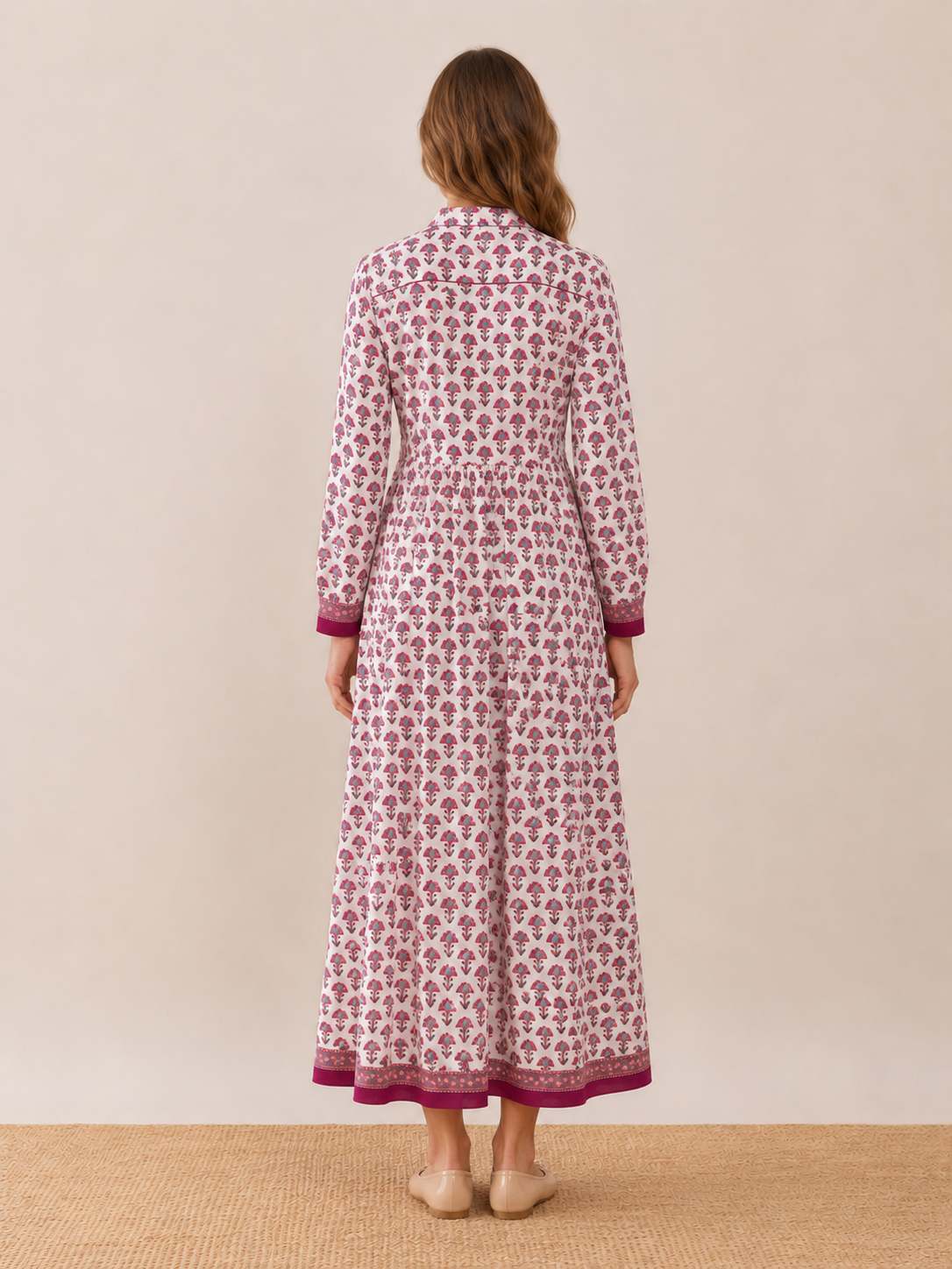 Neutral Block Print Cotton Caftan