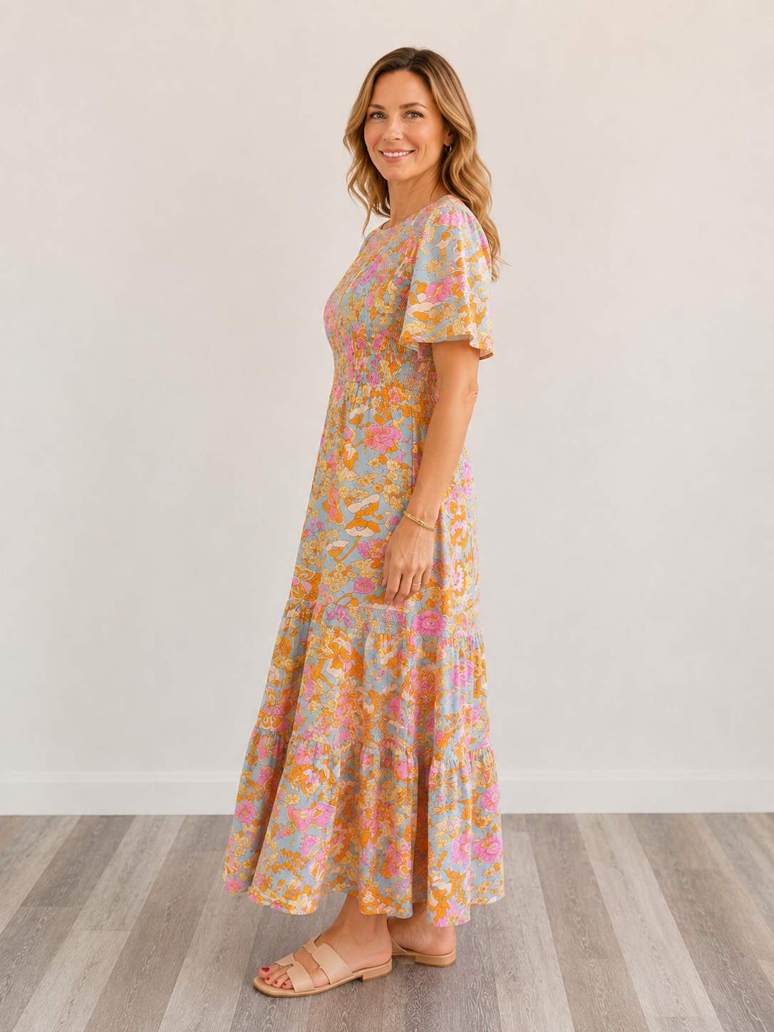 Smocked Floral Tiered Dress