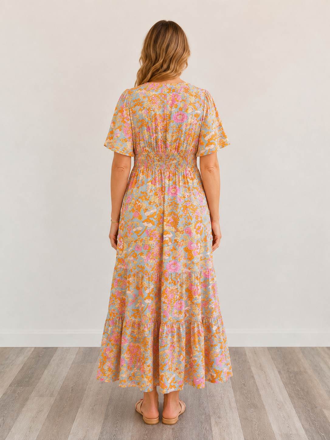 Smocked Floral Tiered Dress