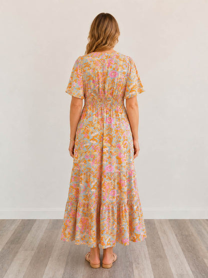 Smocked Floral Tiered Dress