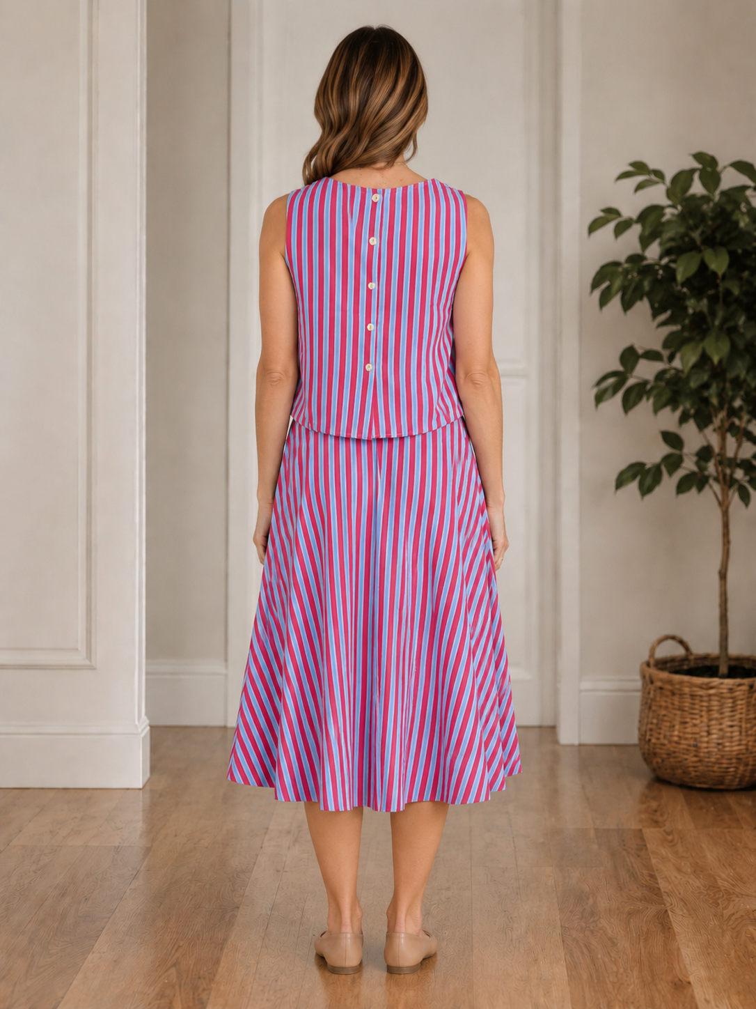 Red & Blue Stripe Two-Piece Set