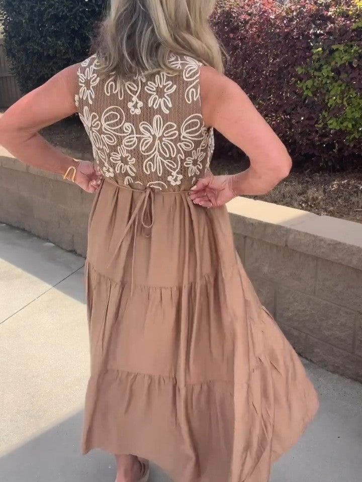 Embroidered Flared Dress