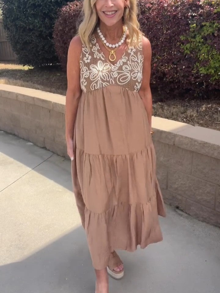 Embroidered Flared Dress