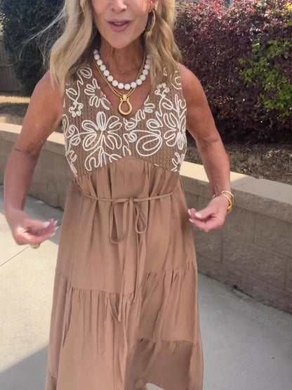 Embroidered Flared Dress