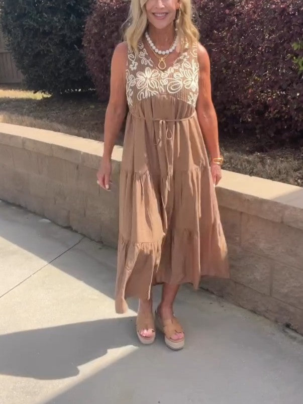 Embroidered Flared Dress