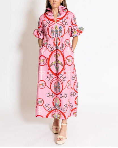 3/4 Length Ruffle Sleeves Dress