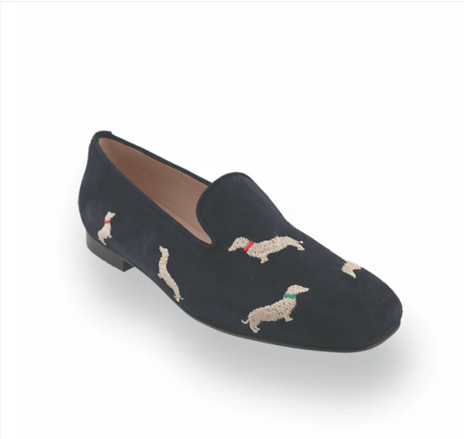 Embroidered Dachshund Loafers