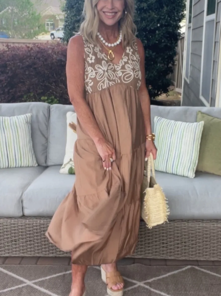 Embroidered Flared Dress