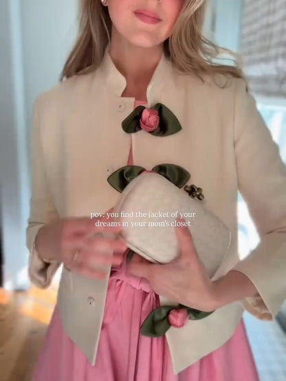 Cream Rosebud Button Jacket