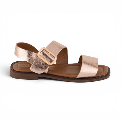 Women's Metallic Gold Leather Slingback Sandals