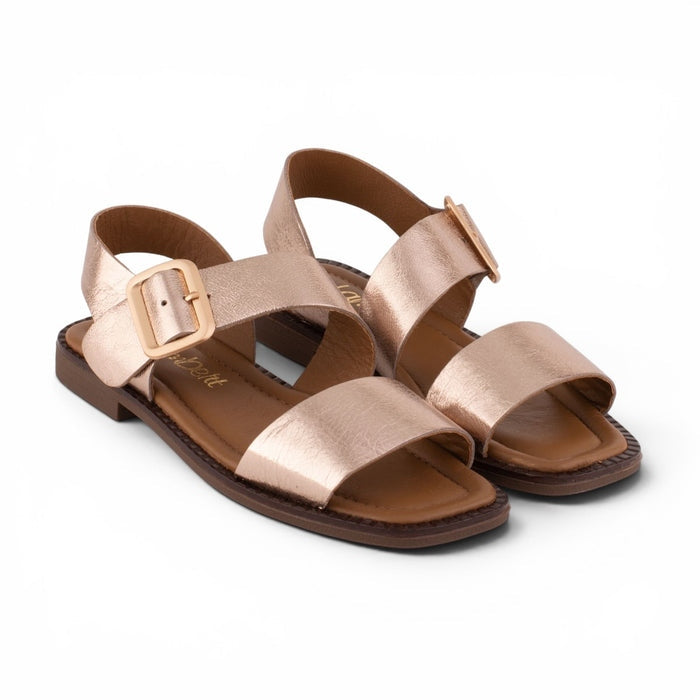 Women's Metallic Gold Leather Slingback Sandals